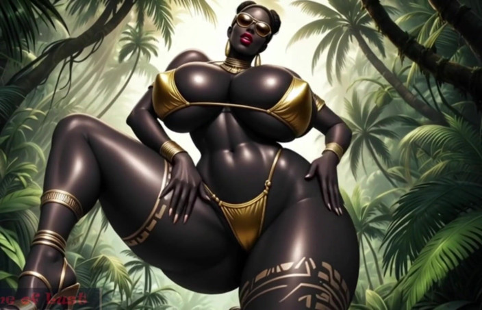 Game of Lust 3D: Golische vollbusige afrikanische frau, bikini-tanz im dschungel