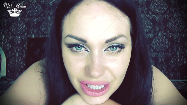 Goddess Misha Goldy: Cum all over my face clip with cum countdown!