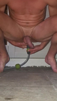 Garden Hose Enema Fill and Release - Extreme Anal Solo Gay