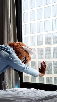 Bareback Femboy Furry Fursuit Fuck in Front of Window