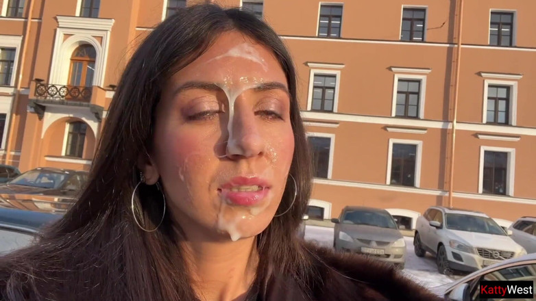 Katty West: Girl Agreed to Walk with a Stranger's Cum on Her...