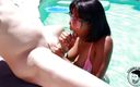 Tommy Wood XXX: Ebony pornstar blowjob and huge facial by the pool - Jenna...