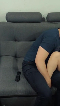 Fucking My Friends Wife MILF on the Couch While He Sits Right Beside Us Without Noticing