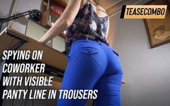 Teasecombo 4K: Assistindo colega de trabalho com linha de calcinha visível em...