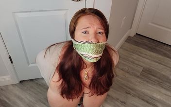 Over the Mouth Gag in Tight Shirt