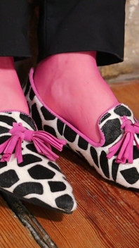 Sensual Dangling & Shoeplay in Pink Pantyhose - Loafers & Clogs