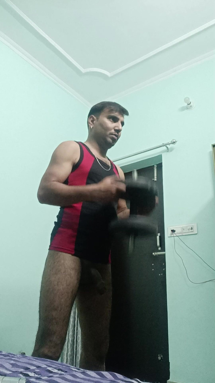 Rajasthani-old-lover: Indian Desi Man Enjoy Nude Exercise and Masterbation Show with...
