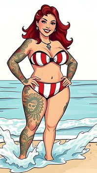 Ai tattoo-kunst kurvige bikini-frauen