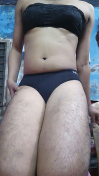 Indian Teen Boy Wearing Black Bra and Panty
