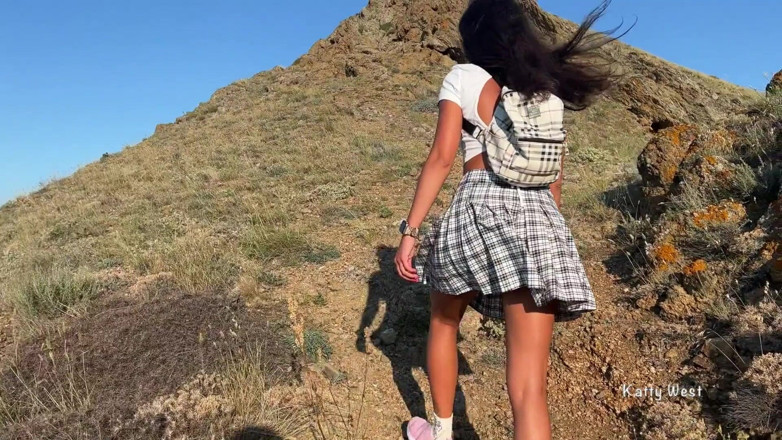 Katty West: Beauty with a Nice Ass Climbs the Mountains to Masturbate