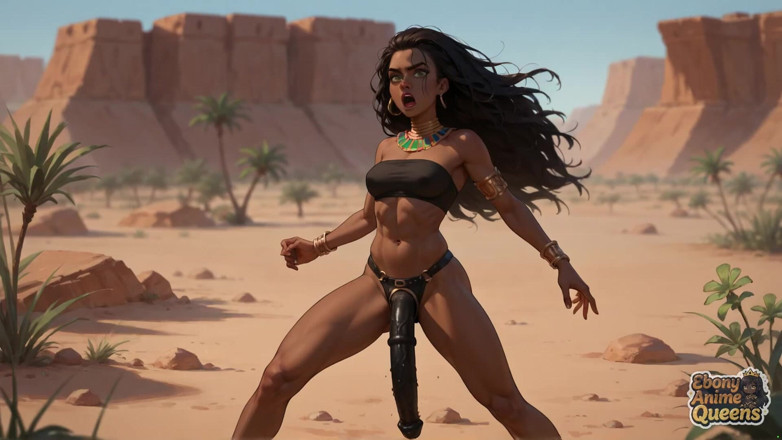 Ebony Anime Queens: Voda nasáklá pouštní vyvrcholení ebenové královny: nadržená, sexy ebenová holka!