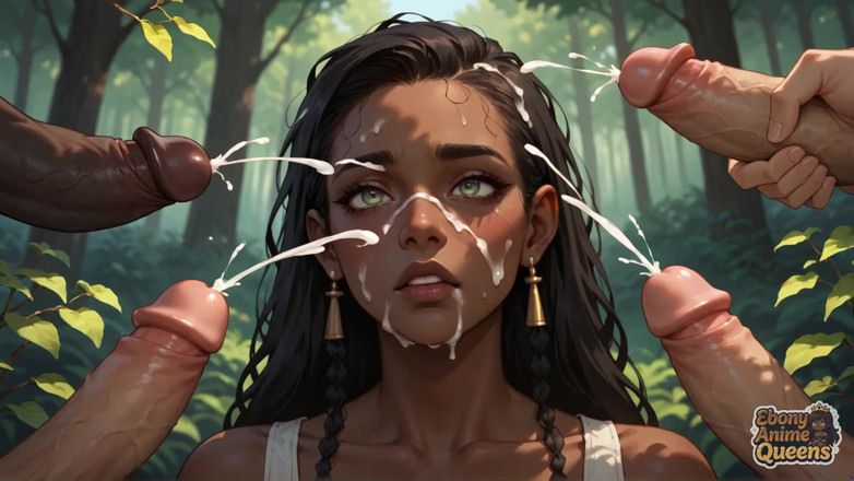 Ebony Anime Queens: Una dolcezza sfrigolinata dalla figa scura sta facendo sesso folle...