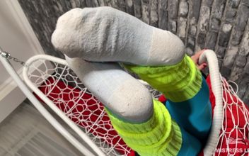Foot Tease in Hanging Chair in Socks and Nylons (part 1)