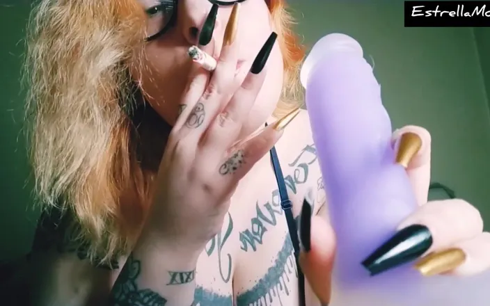 Estrella Steam: Red-Haired Girl with Long Nails Smokes a Cigar and Is...