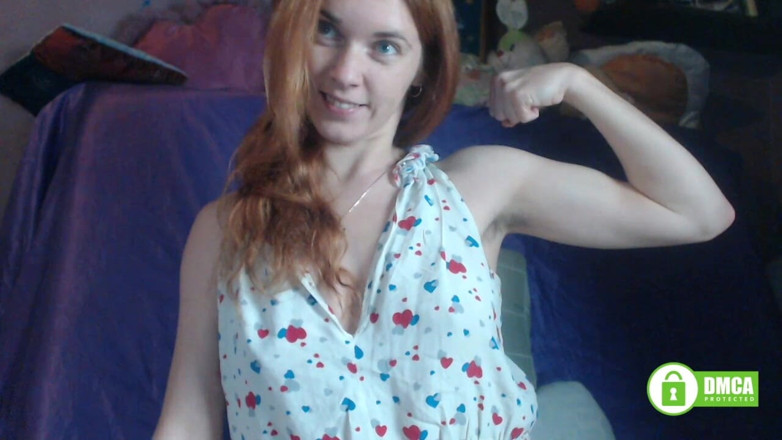 Risky Hairy Couple: Muscles Flexing. Custom. Redhead Girl