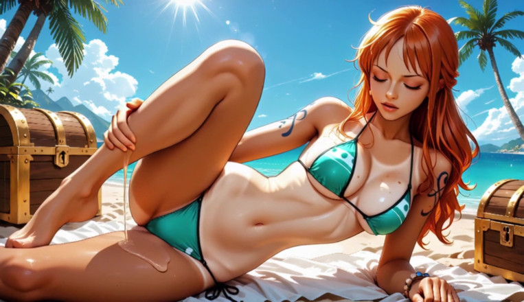 Sdanimacionescol: Nami fucked ciężko przez Luffy i Zoro - Trójkąt na plaży...