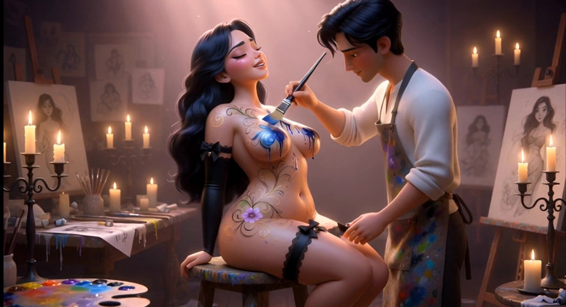 Stories&Anime: Poslušná Curvy Muse soukromá umělecká akce (ai Generated)