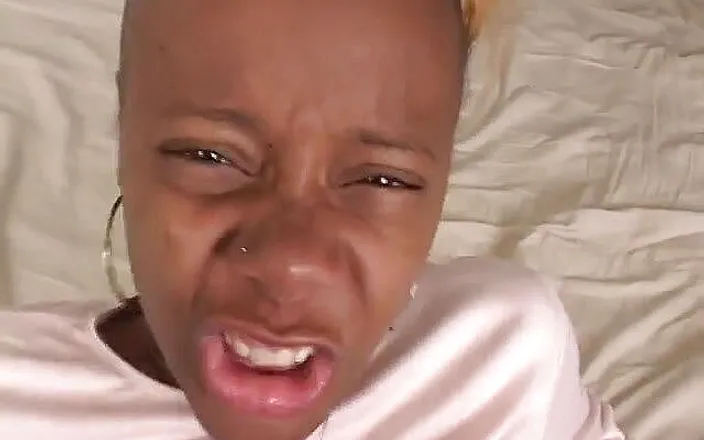 First Black Sexperience: Little cock sucking black girl Sweet Pea with fair hair...
