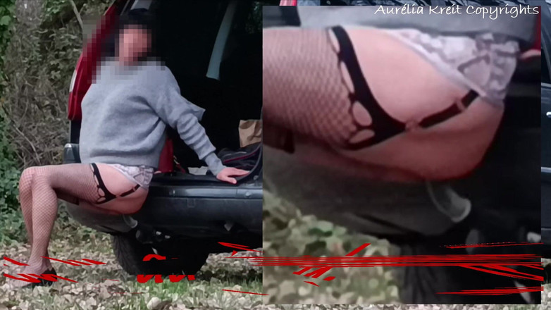 Aureliakreit: Transvestite đạt cực khoái qua đường lỗ hậu trên towbar ngoài trời