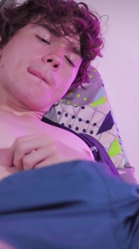 Hot Twink Emmanuel Kokichi Jerking His Cute Uncut Cock with Oil Until He Shoots a Nice Cum Load