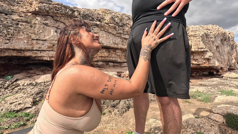 EroticOnlyClips: Outdoor Cliff Fisting Gape - Tattooed Slut Stretched Wide Open