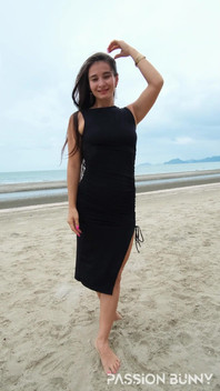 Sexy Tight Black Dress and Beauty Chill