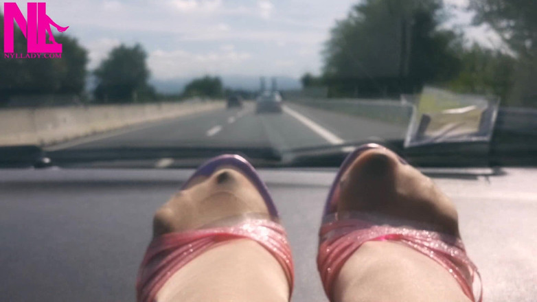 Nyllady: Dangling on the Passenger Seat in the Car
