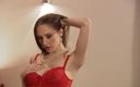 Dark Holes: Quente vermelho lingerie strip provocação para Alexandra - Suave