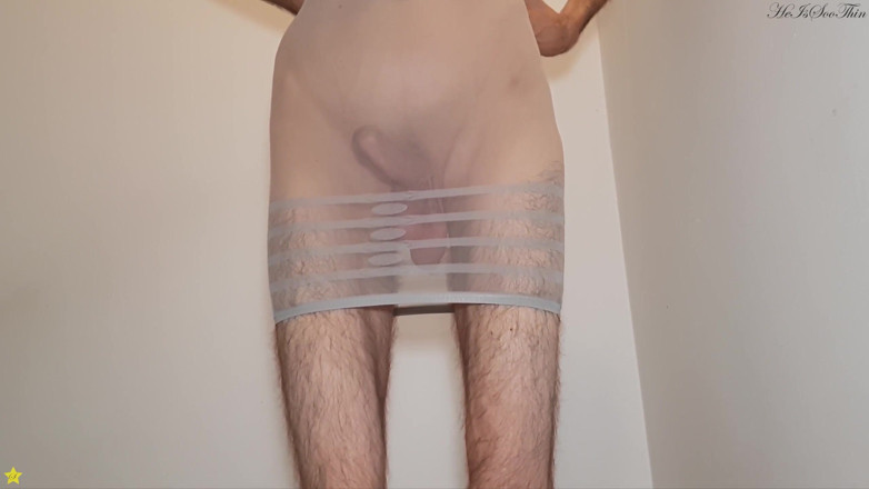 HeIsSooThin: Gestreepte mesh-jurk -kon niet wachten- passen