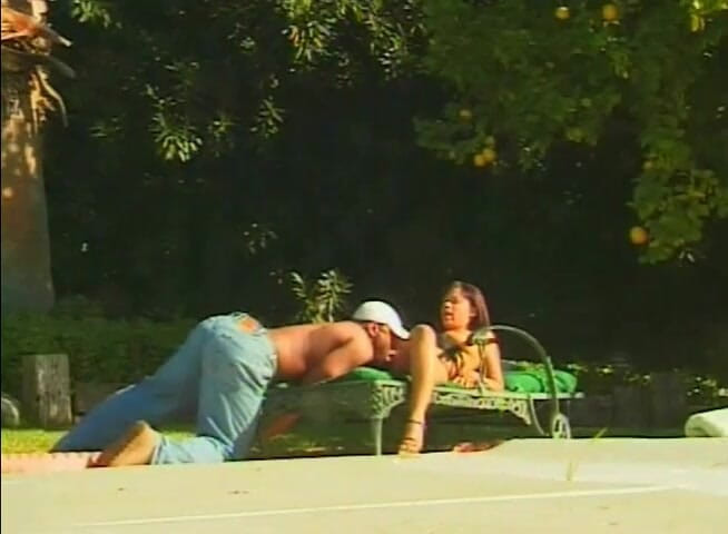Black Jass: Horny ebony slut blows bbc near the swimming pool