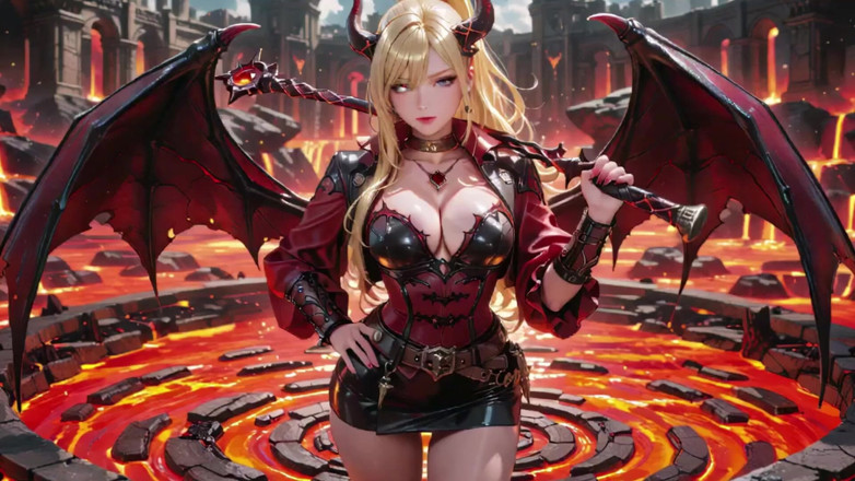 Seraphina Vale: Lava Throne! Blonde Demon Queen Kneels &amp; Spreads Her Wings, Lazy...