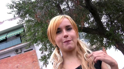 Public Entertainment: Blonde teen in fishnets gets fucked outdoors
