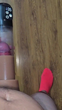Pumping the Dick with a Vacuum Pump Full of Semen After Cumming