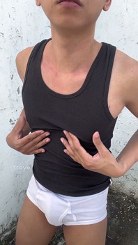 Handsome Asian Boy Outdoor Masturbation