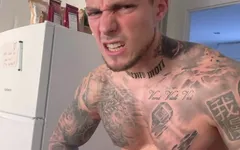 Muscle Tattooed Guy with Fat Cock Talk Dirty to You Boygym