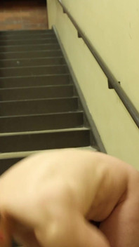 Jerk off by the Stairs at the Gym