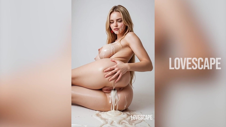 Lovescape: Blonde cum blowbang - kokhalzen totdat ze breekt