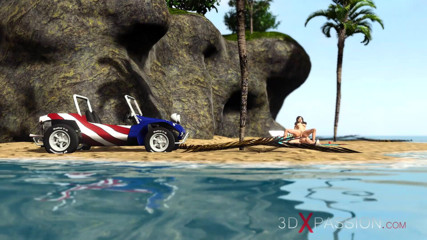 3dxpassion: Hete geile brunette heeft gepassioneerde seks op het strand
