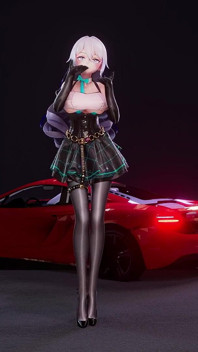 [mmd] ブロークンアイアン ビッグダック ダッククイーンカードドレス 黒シルク エレガントサキュバスパターン