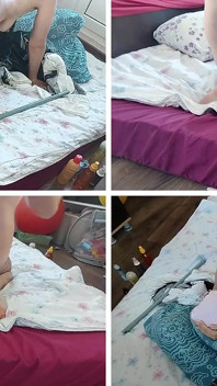 Ma femme me fait un footjob. J’éjacule sur le corps de ma femme