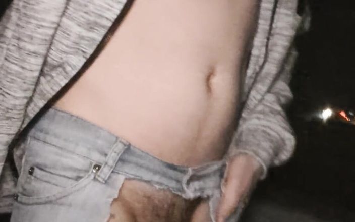 kinkygaynudist: Un homosexual merge goală peste Autostradă