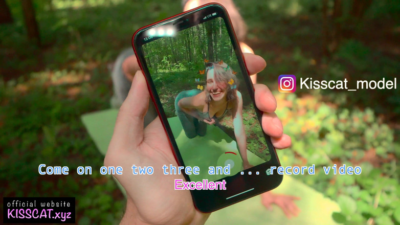 KissCat: Sexy teen training in a forest with sucking and rides...