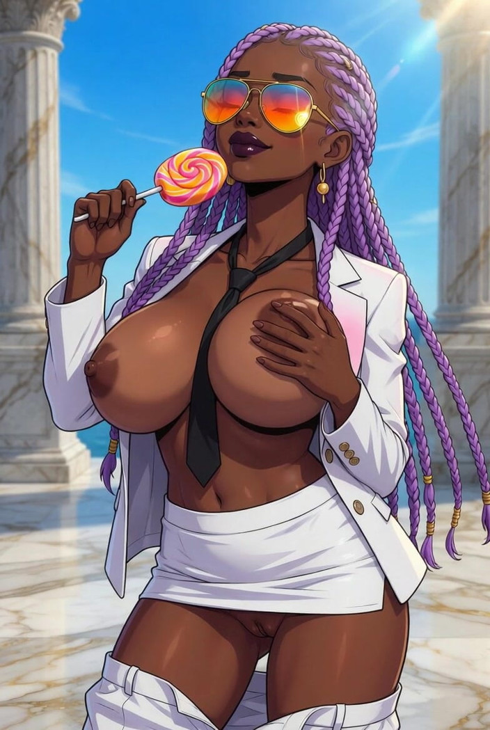 L6RD7BLU3 AI: Big Breast Executive Murzynka z ciasną czarną dupą łysą cipkę