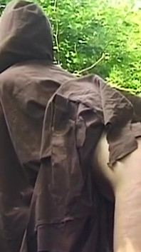Mature MILF in Monk Robes Sucks Cock Blindfolded Outdoors