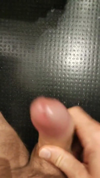 Moaning as I Squirt My White, and Thick Cum All Over the Floor with My Thick, Shaved, Cock