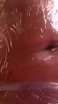 Plastic Wrapped Slut Gaping Wide Through Shiny Film