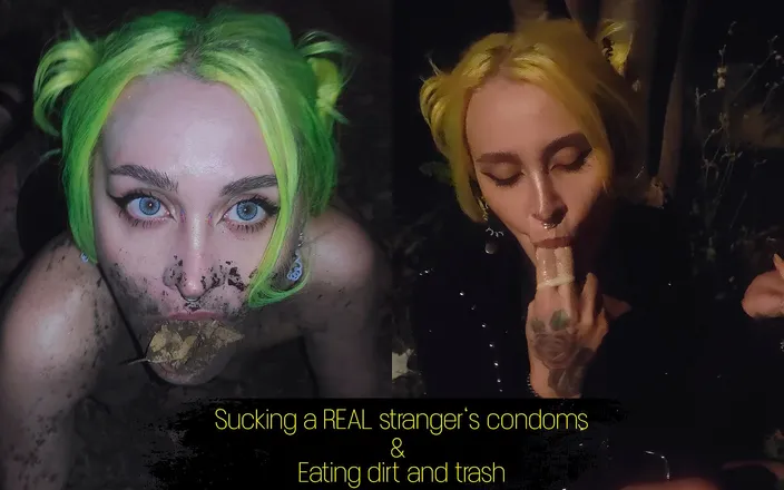 Forest-Whore: Sucking a real stranger's condoms eating trash and dirt. My...