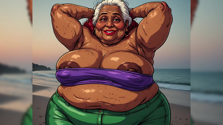 AI Porn: Une grosse BBW indienne se fait baiser sur la plage