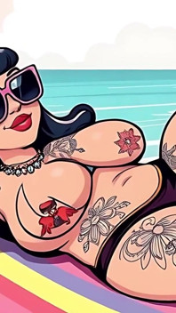 Ragazze con un bikini tatuato e sexy