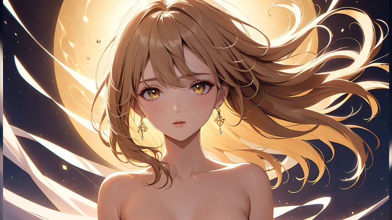 LustRender: Golden breeze: eine schöne junge frau in einem verträumten Glow